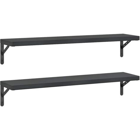 vidaXL Mensole a Muro 2 pz 100x23,5 cm Nero in Acciaio Inossidabile
