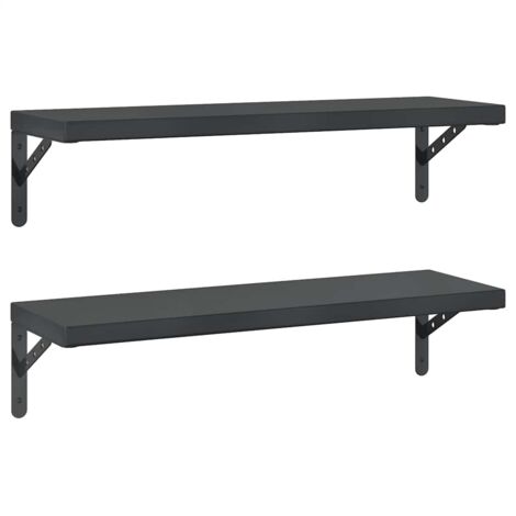 vidaXL Mensole a Muro 2 pz 75x23,5 cm Nero in Acciaio Inossidabile