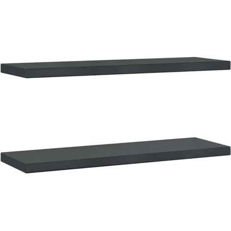 vidaXL Mensole a Muro 2 pz 75x23,5x3 cm Nero in Acciaio Inossidabile