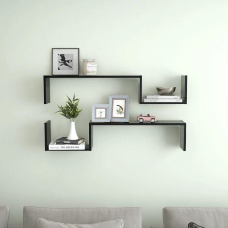vidaXL Mensole a Muro 2 pz Nere 100x15x20 cm in Legno Multistrato