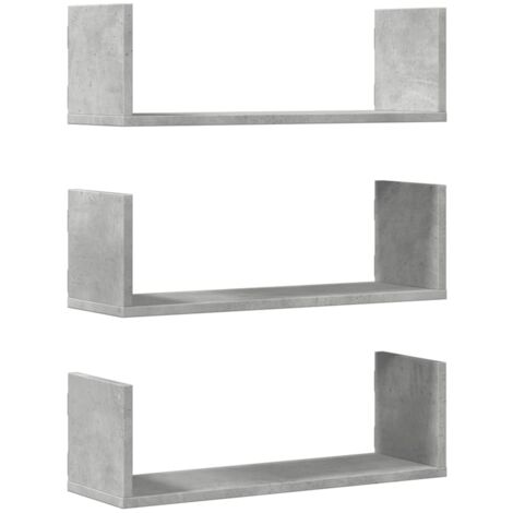 vidaXL Mensole a Muro 2pz Grigio Cemento 58x18x18 cm in Truciolato