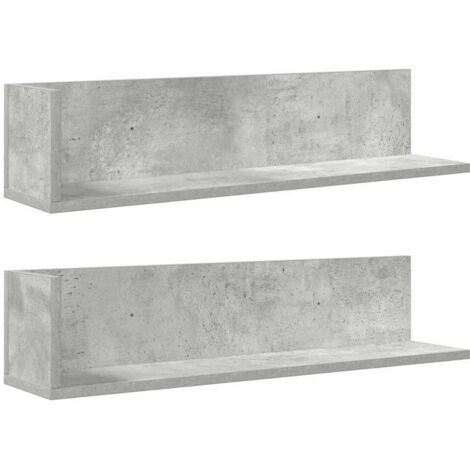 vidaXL Mensole a Muro 2pz Grigio Cemento 75x16,5x16,5 cm in Truciolato