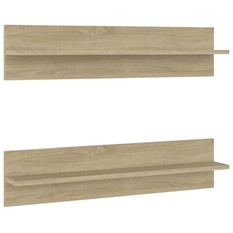 vidaXL Mensole a Muro 2pz Rovere Sonoma 80x11,5x18cm Legno Multistrato