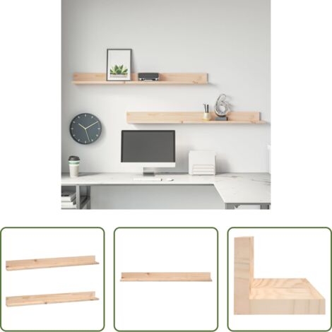 vidaXL Mensole a parete decorativo -  Mensole da Parete 2 pz 110x11x9cm in Legno Massello di Pino