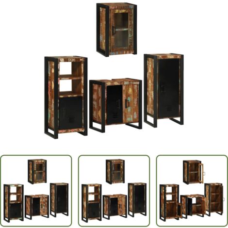 vidaXL Mensole da bagno -  Set di mobili per il bagno 4 pcs Legno massello riciclato