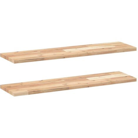vidaXL Mensole da Parete 2 pz 100x20x2 cm Legno Acacia Non Trattato