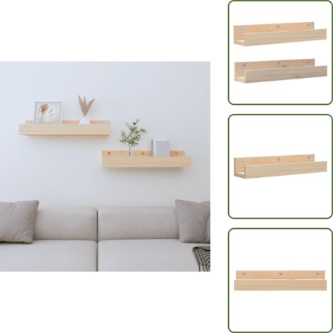 - vidaXL Mensole da Parete 2 pz 50x12x9cm in Legno Massello di Pino -