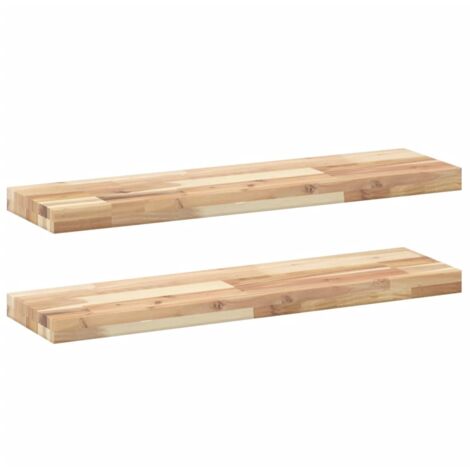 vidaXL Mensole da Parete 2 pz 80x20x4 cm Legno Acacia Non Trattato