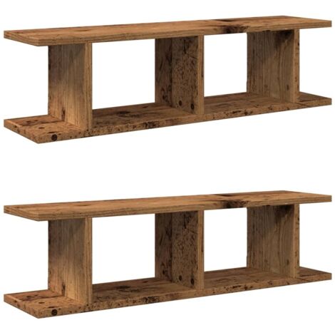 vidaXL Mensole da Parete 2pz Legno Vecchio 75x18x20 cm in Truciolato