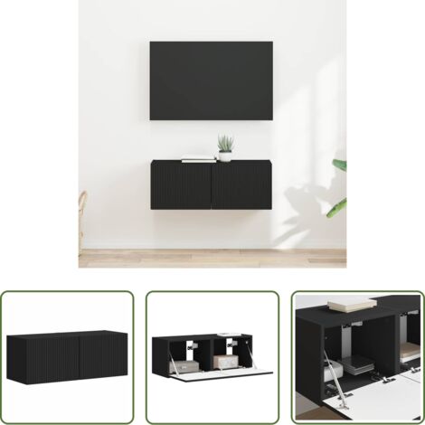 vidaXL Mensole da parete -  Mobile TV da parete 2 pcs Nero 60 x 31 x 29.5 cm
