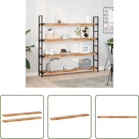 vidaXL Mensole in acacia -  Mensole da Parete 2 pz 120x20x4 cm Legno Acacia Rifinito a Olio