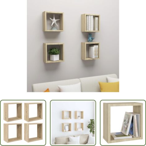 vidaXL Mensole in legno -  Mensole a Cubo 4 pz Rovere Sonoma 30x15x30 cm