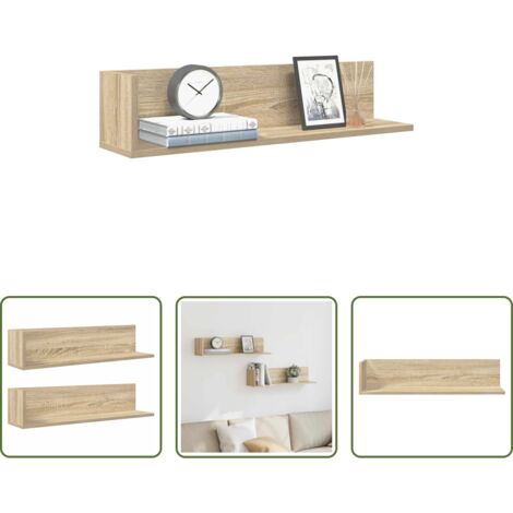 vidaXL Mensole in legno -  Mensole Parete 2pz Rovere Sonoma 75x16,5x16,5 cm in Truciolato