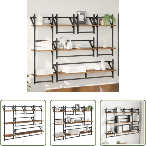 vidaXL Mensole in legno -  Set mensole da parete 6 pcs Legno vecchio 100 x 25 x 30 cm