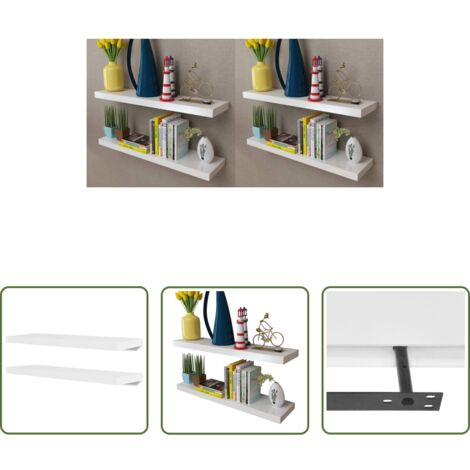 vidaXL Mensole in mdf -  Mensole a Parete 4 pz Bianche 80 cm