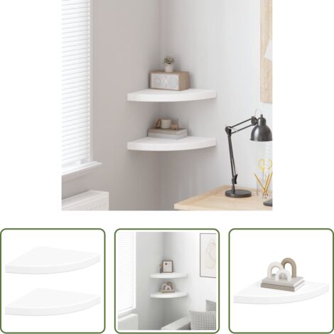 vidaXL Mensole in mdf -  Mensole Angolari Sospese 2 pz Bianche 35x35x3,8 cm MDF