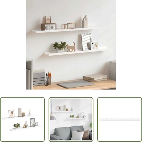 vidaXL Mensole in MDF -  Mensole con Sporgenza 2 pz Bianche 80x9x3 cm MDF