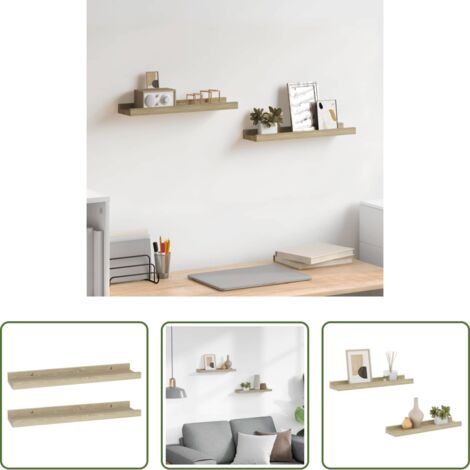 vidaXL Mensole in mdf -  Mensole da parete 2 pz in rovere Sonoma 40x9x3 cm
