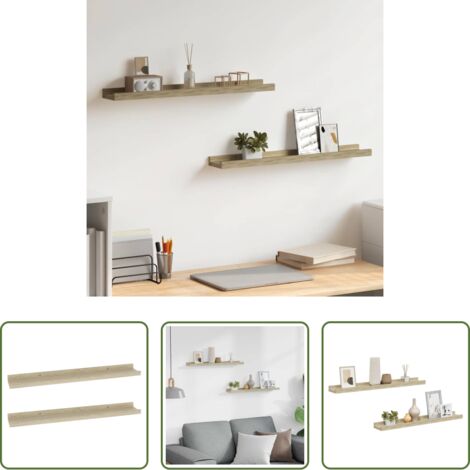 vidaXL Mensole in mdf -  Mensole da parete 2 pz in rovere Sonoma 60x9x3 cm
