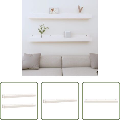 vidaXL Mensole in pino -  Mensole da Parete 2 pz Bianco 110x12x9cm Legno Massello di Pino