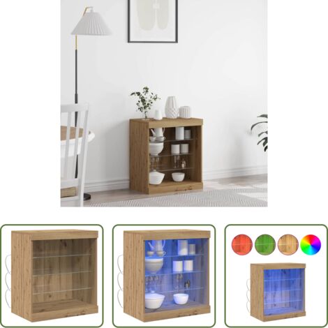 vidaXL Mensole in vetro -  Madia LED Rovere artigianale 60,5 x 37 x 67 cm