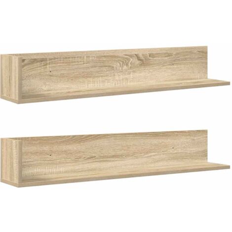 vidaXL Mensole Parete 2pz Rovere Sonoma 100x16,5x16,5 cm in Truciolato