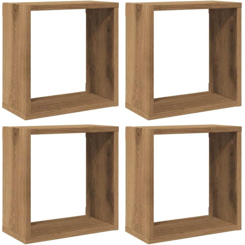 Mensole Parete A Cubo 4 Pz Artigianale 30x15x30 Cm Truciolato Vidaxl