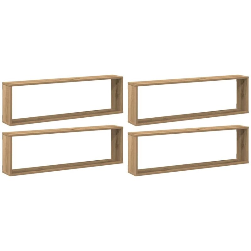 Vidaxl Mensole Parete A Cubo 4 Pz Artigianale 100x15x30 Cm Truciolato