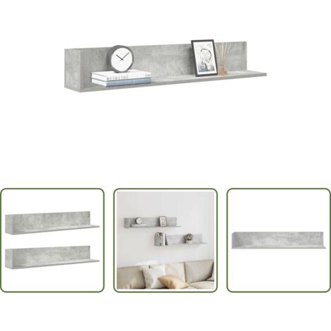 vidaXL Mensole per casa -  Mensole a Muro 2pz Grigio Cemento 100x16,5x16,5cm in Truciolato