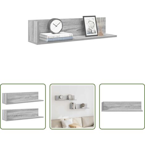 vidaXL Mensole sospese -  Mensole a Parete 2pz Grigio Sonoma 75x16,5x16,5cm in Truciolato