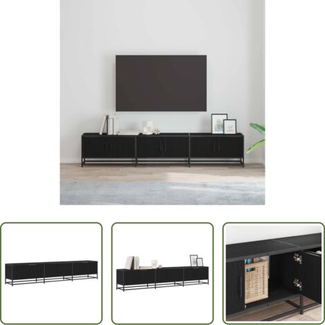 vidaXL Mensole TV -  Unità TV 2 pcs Rovere Nero 210 x 35 x 41 cm Legno multistrato
