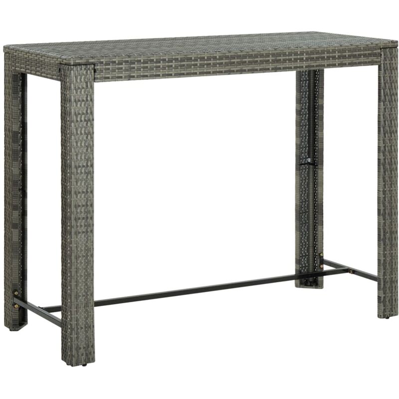 

vidaXL Mesa alta de jardín ratán sintético gris 140,5x60,5x110,5 cm - Gris