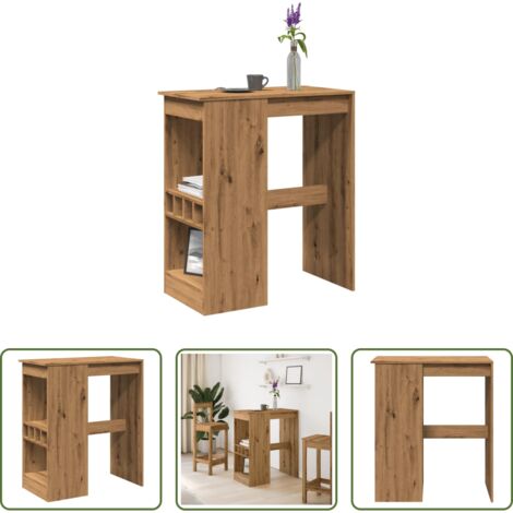 vidaXL Mesa alta -  Mesa alta con estantes madera roble artisian 90x47,5x103,5 cm