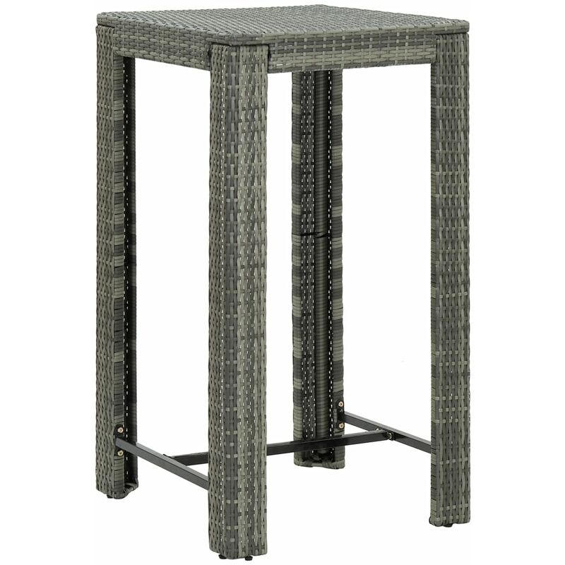

vidaXL Mesa alta para jardín ratán sintético gris 60,5x60,5x110,5 cm - Gris