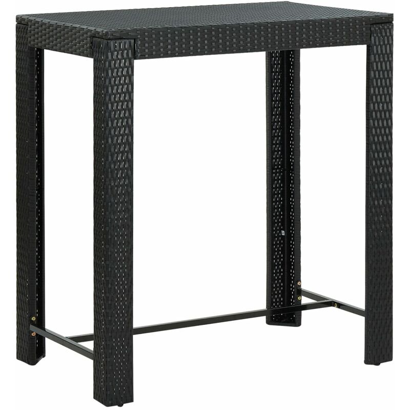 

vidaXL Mesa alta para jardín ratán sintético negro 100x60,5x110,5 cm - Negro