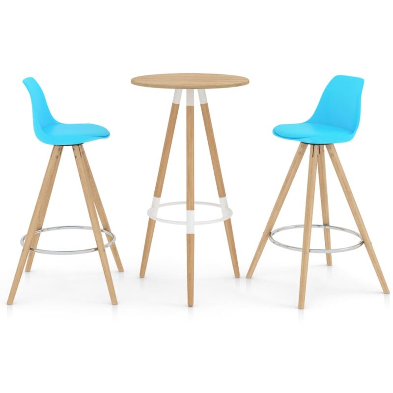 

Mesa alta y taburetes de bar 3 piezas azul - Azul - Vidaxl