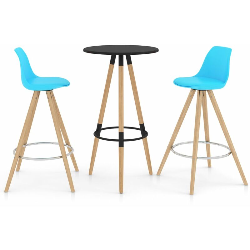 

Mesa alta y taburetes de bar 3 piezas azul - Azul - Vidaxl