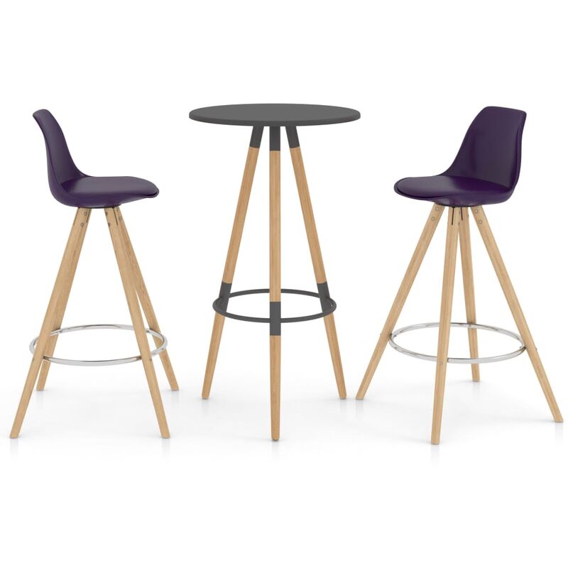

Mesa alta y taburetes de bar 3 piezas morado - Púrpura - Vidaxl