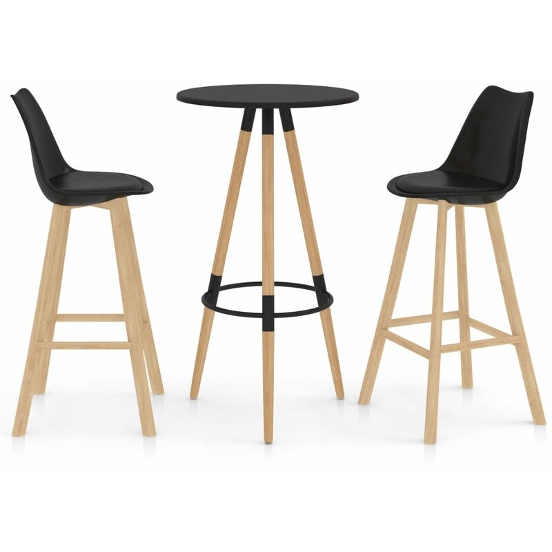 

Mesa alta y taburetes de bar 3 piezas negro - Negro - Vidaxl