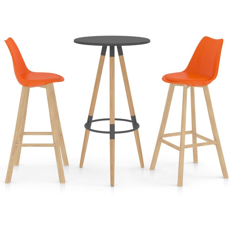 

Mesa alta y taburetes de bar 3 piezas naranja - Naranja - Vidaxl