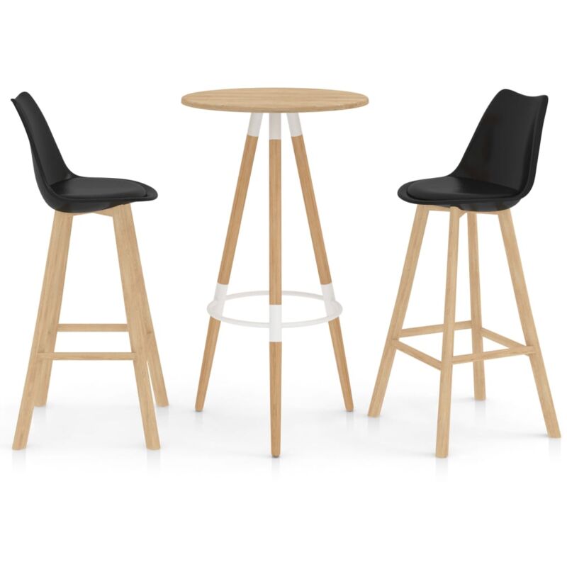 

Mesa alta y taburetes de bar 3 piezas negro - Negro - Vidaxl