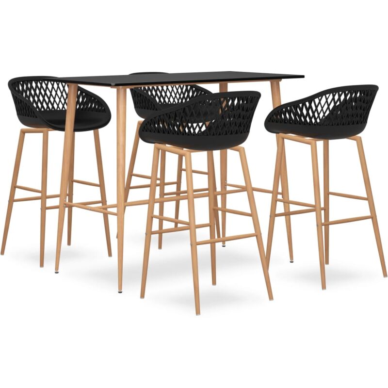 

Mesa alta y taburetes de bar 5 piezas negro - Negro - Vidaxl