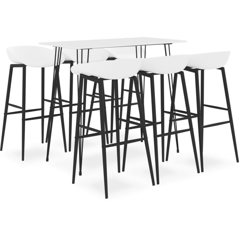 

vidaXL Mesa alta y taburetes de bar 7 piezas blanco - Blanco