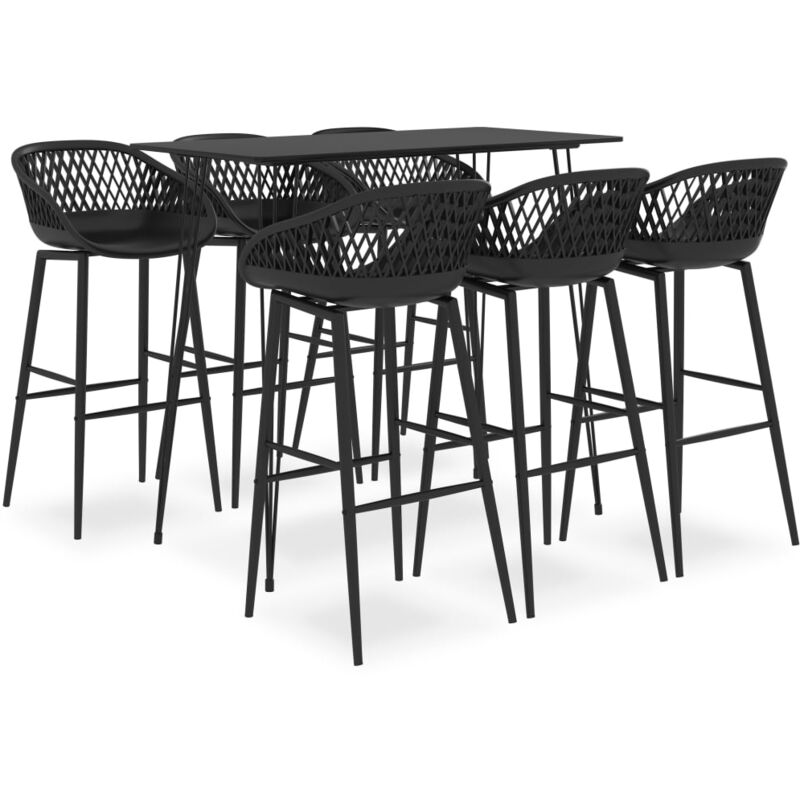 

Mesa alta y taburetes de bar 7 piezas negro - Negro - Vidaxl