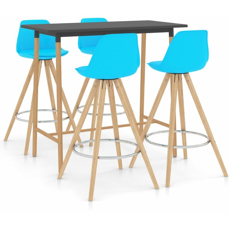 

Mesa alta y taburetes de bar 5 piezas azul - Azul - Vidaxl