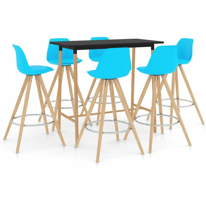 

Mesa alta y taburetes de bar 7 piezas azul - Azul - Vidaxl