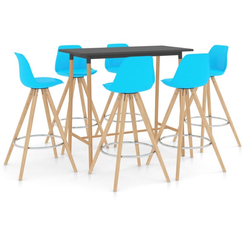

Mesa alta y taburetes de bar 7 piezas azul - Azul - Vidaxl