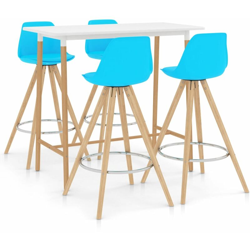

Mesa alta y taburetes de bar 5 piezas azul - Azul - Vidaxl