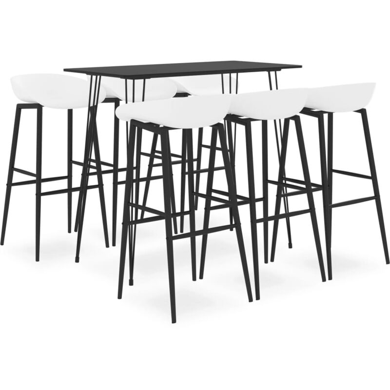 

Mesa alta y taburetes de bar 7 piezas negro y blanco - Negro - Vidaxl