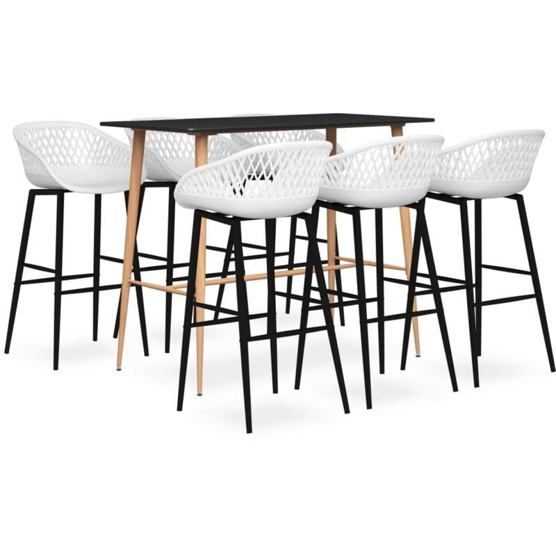 

Mesa alta y taburetes de bar 7 piezas negro y blanco - Negro - Vidaxl